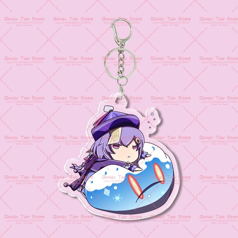 Kawaii Chibi Character Acrylic Keychain - Slime Themed Anime Game Pendant, Cute Backpack Charm Gift for Fans