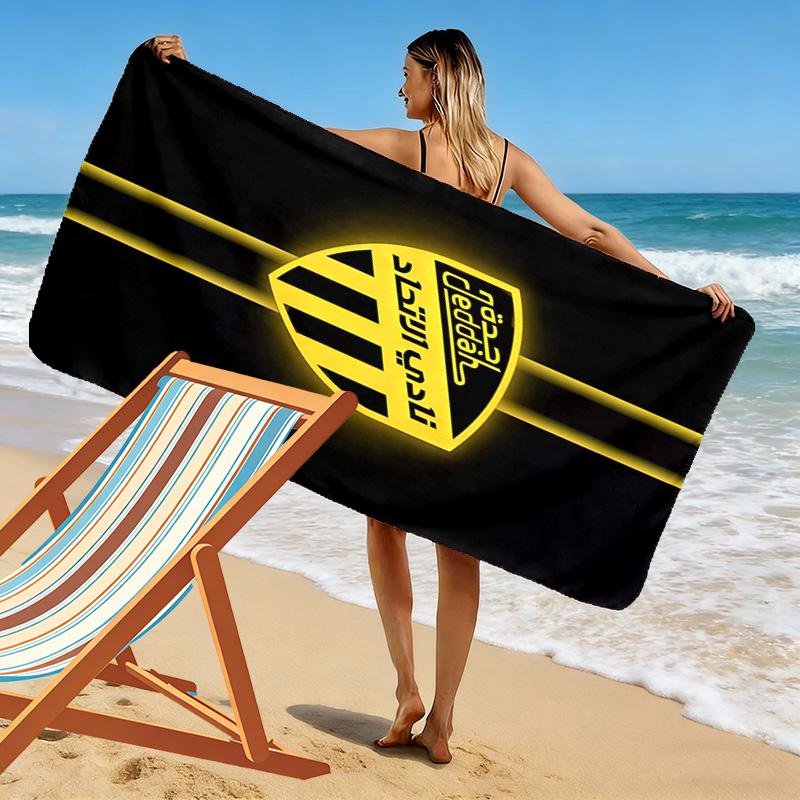 Al-Ittihad Club Logo Print Beach Towel, Large Soft Quick Dry Towel for Beach Camping Swimming
