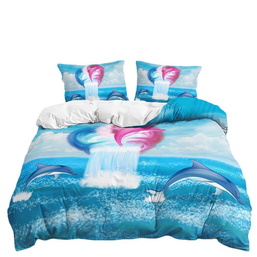 Dreiteiliges Set Nautischer Anker Bettbezug Kissenbezug Digitaldruck Bettwäsche Universell für alle Jahreszeiten