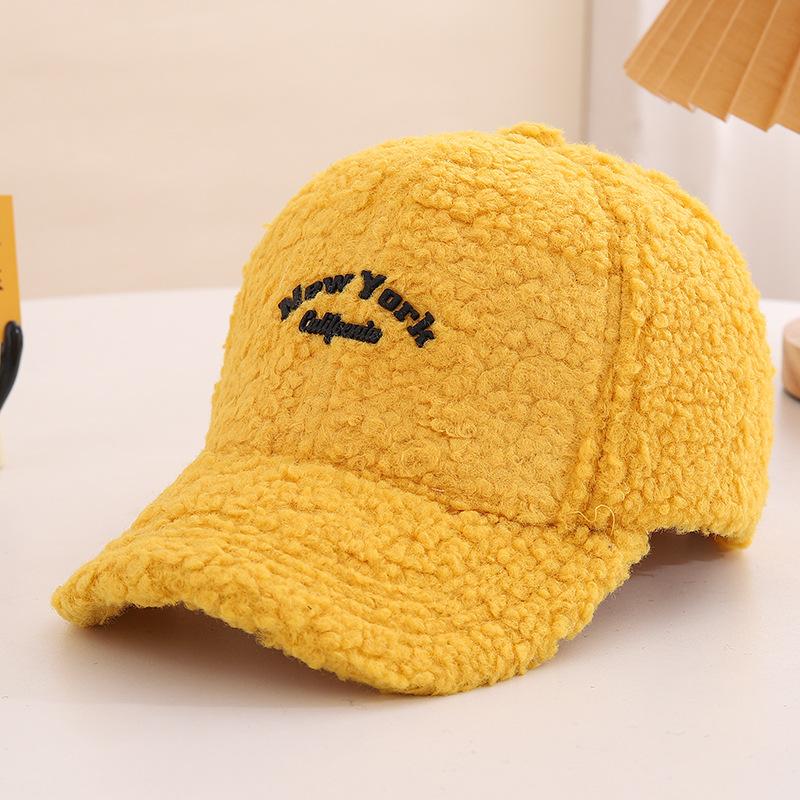 Children's Hat Korean Style Boys and Girls Lamb Velvet Warm and Cold Proof Duck Cap Autumn and Winter Cute Baby Baseball Cap Trend