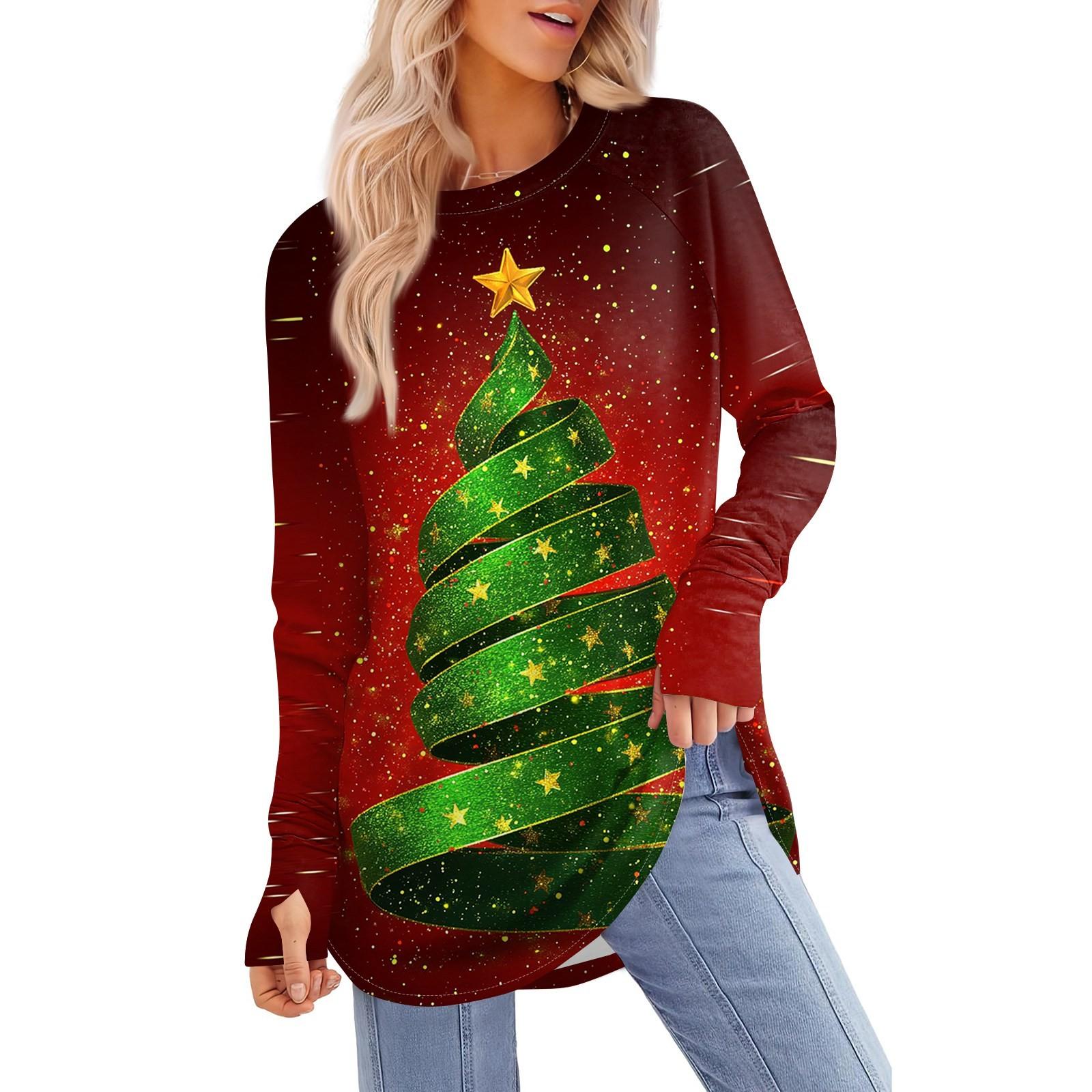 

Женская толстовка большого размера с графическим принтом, длинный рукав, спущенное плечо, круглая рубашка, топы, винтажная одежда XL винный