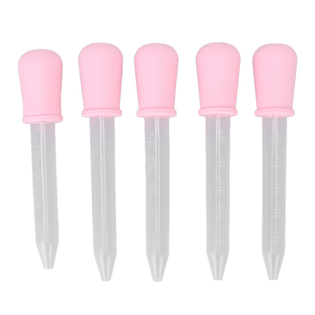 5pcs Transfer Pipettes DIY Transparent Calibrated Dropper for Epoxy Resin Laboratory Experiment (Pink)