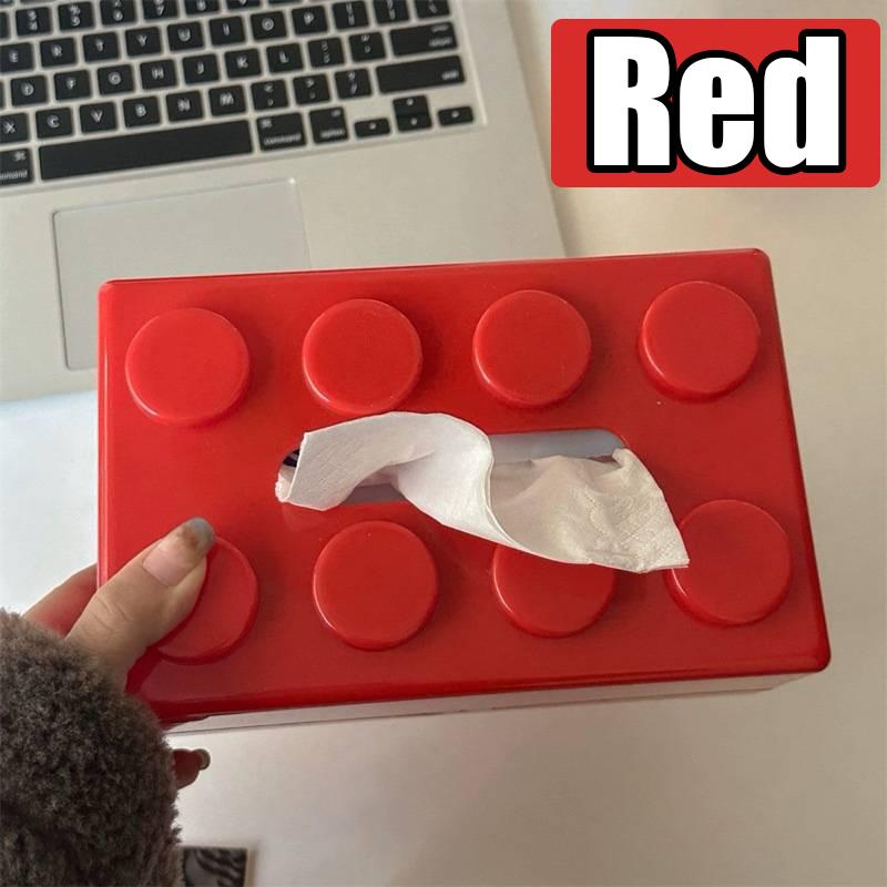 Creative Building Block Tissue Box Spring Design Tissue Storage Box For Bathroom Living Room Car Wall-Mounted Toilet Paper Box красный