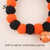 Stretchy Pet Collar Halloween Pom-Pom Collar, Cute Stretch Cat with Pumpkin Festive Bell, Soft Black Orange Pom-Poms for Cats Small Dogs Plush Pom-pom