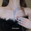 Silver Needle Zircon Butterfly Tassel Earrings & Necklace Set - Elegant Fashion Clavicle Chain for Weddings