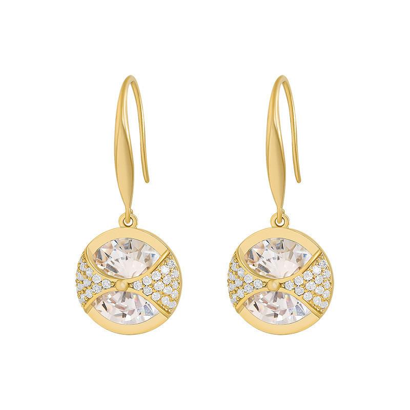 Goldtone Round Drop Earrings Alloy Rhinestone For Daily Casual Use