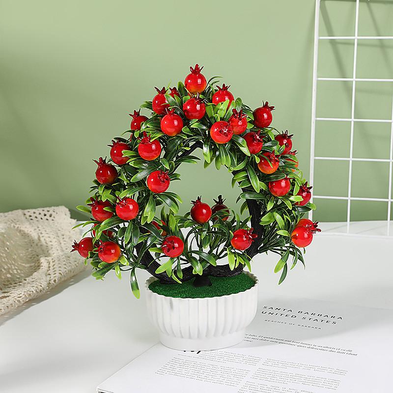 Herzförmiger Punica Künstlicher Granatapfel Bonsai Kunststoffdeko für Raumornament