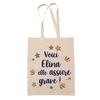 Tote Bag - PLANETEE - Tote Bag « Elina She's Really Awesome! » - Natural Jute - Printed In France - Sturdy Handles