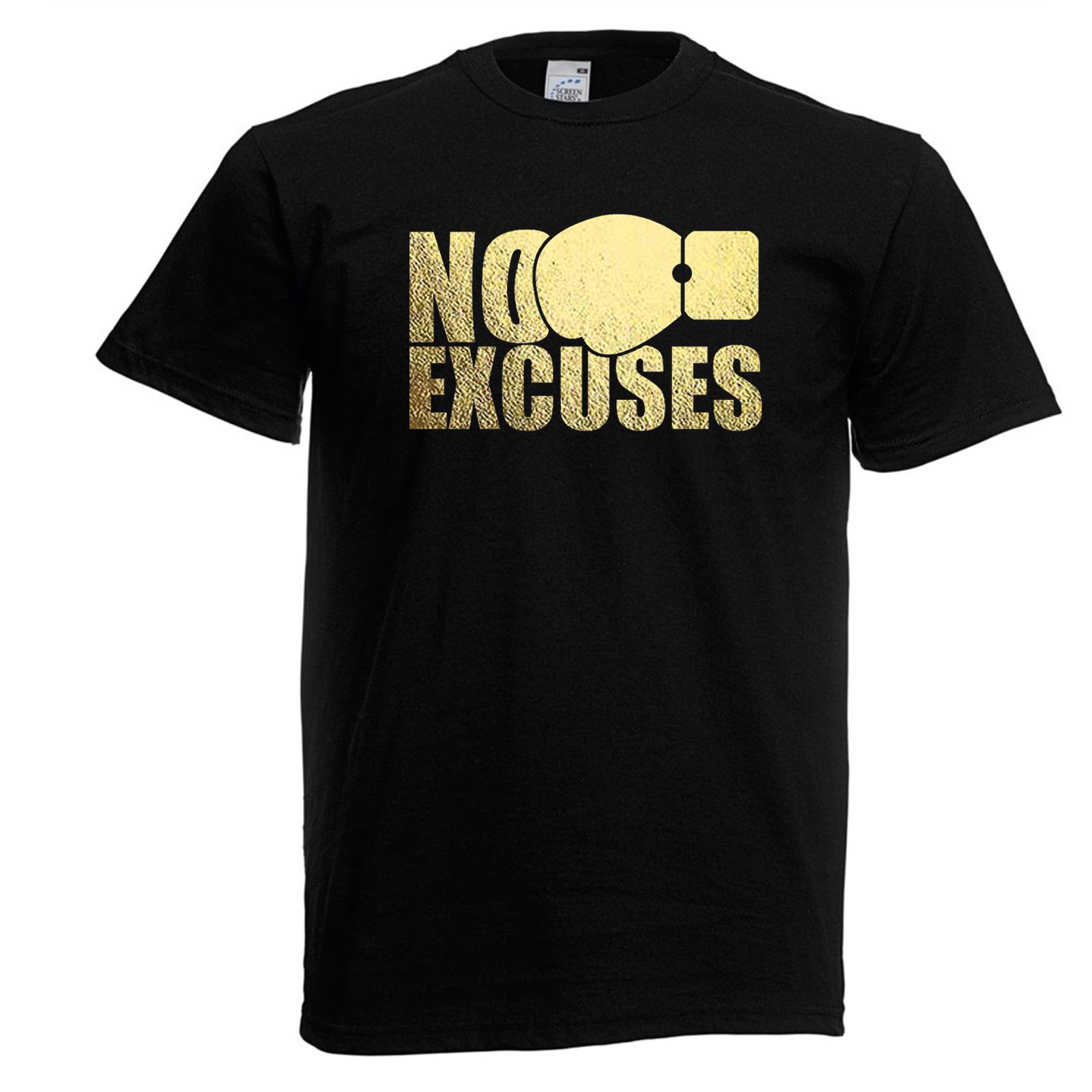 Adults No Excuses Boxing Gym Workout Fitness Training Unisex Black TShirt 2XL