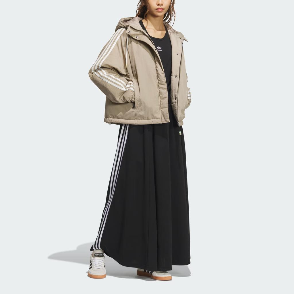 adidas Originale Leinen W Jacke Pa Einfache Warme Lockere Baumwolljacke Damen Jacke Khaki-Braun KA5314