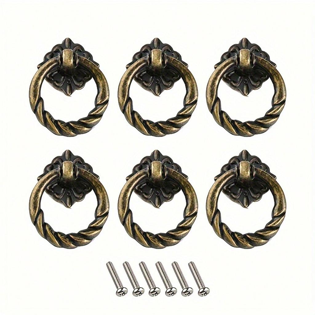 6-20pcs Vintage Bronze Drawer Pulls - 4Cm Antique Cabinet Knobs With Installation Hardware, Decorative Furniture Handles