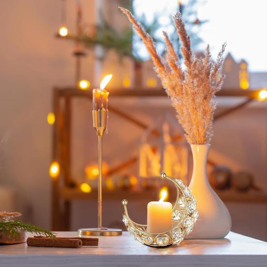 Moon Tealight Candle Holder Metal Moon Shape Candle Stand Desktop Votive Candle Holder for Table Centerpiece Wedding Party Home Decor