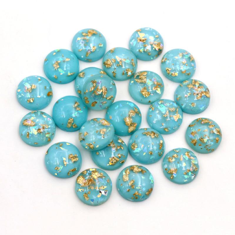 40 Stück 8mm 10mm 12mm Runde Eingebettete Metallfolie Flache Rückseite Harz Cabochons Kuppel DIY Ohrringe Schmuckherstellung Zubehör Fundstücke