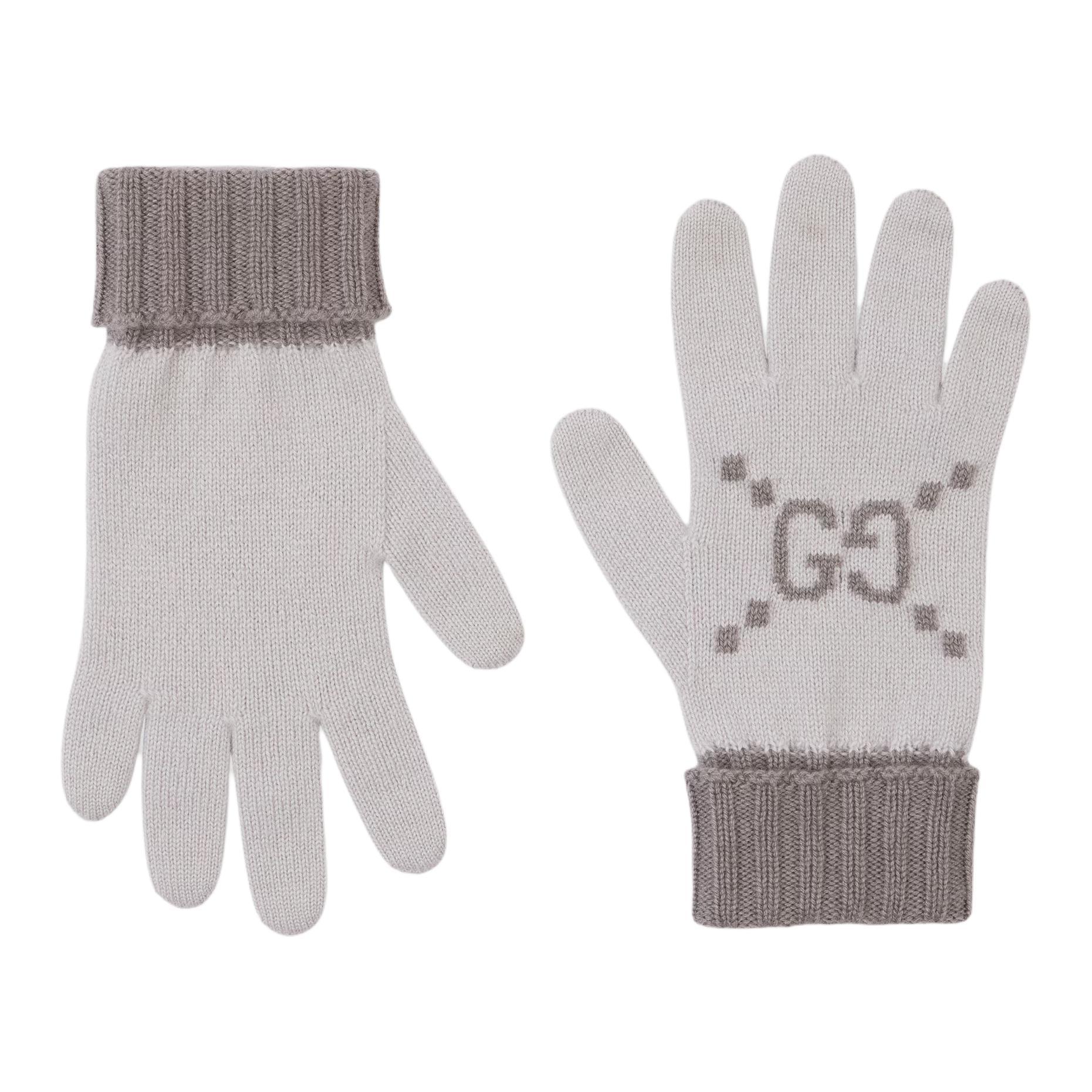 GUCCI Gg Cashmere Jacquard Gloves Women`s