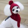 Winter Warm Stripes Knitted Hat for Dogs+Scarf Collar Puppy Teddy Costume Christmas Clothes Santa Dog Costume