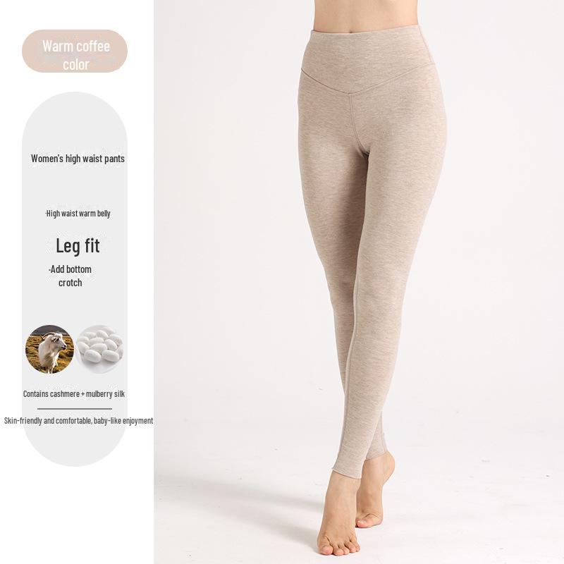 Peach Heart Collar Cashmere Silk Thermal Underwear Set – Women's High Waist Autumn/Winter Clothes and Pants