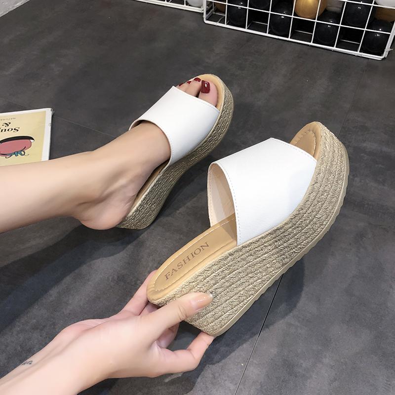 Fashion 2024 Summer Open Toe Women Slippers Fashion Elegant Narrow Band Slides Shoes Ladies Casual Wedges Heel Women Sandalias