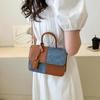 Women'S Commuter Tote Bag Pu Leather Fashion Plaid Patchwork Single-Shoulder Crossbody Bag