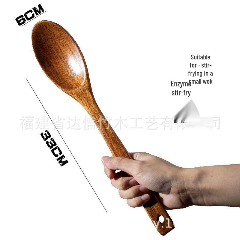 Antihaftbeschichtete Kochschaufel mit verlängertem Holzgriff und Löffel