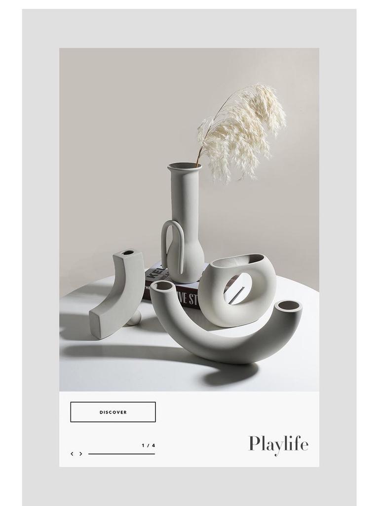 Minimalist Wabi-Sabi Ceramic Vase - Modern Abstract Art Design for Home Decor