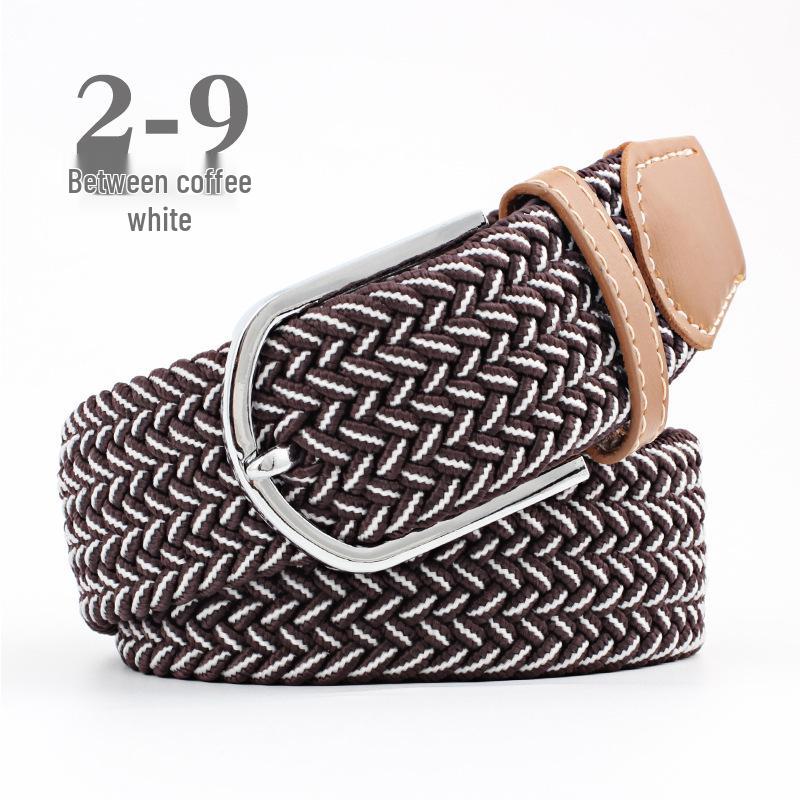 Korean Style Elastic Braided Canvas Belt with Pin Buckle for Men and Women