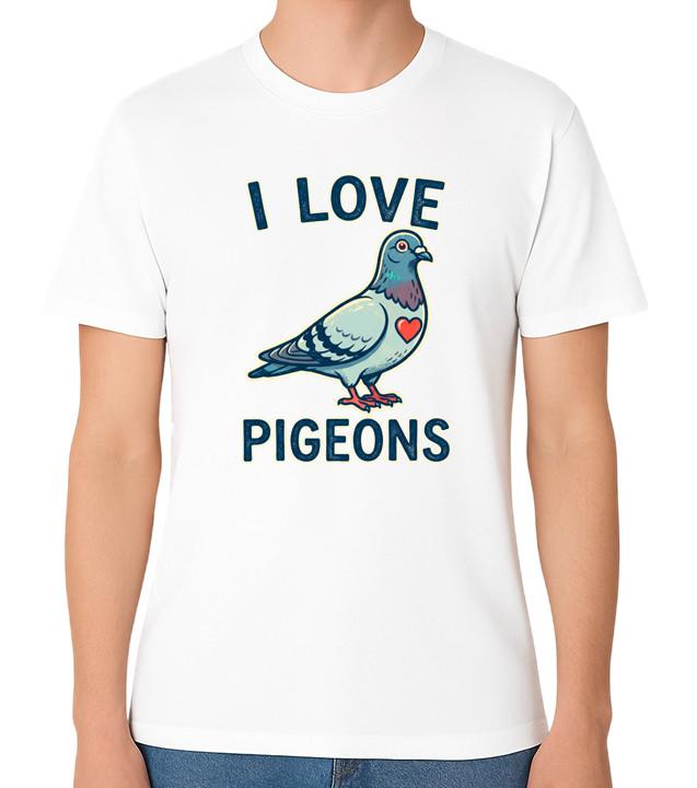 I Love Pigeons T-Shirt Cute Bird Lover Pigeon Top Graphic Unisex Tee S разноцветный