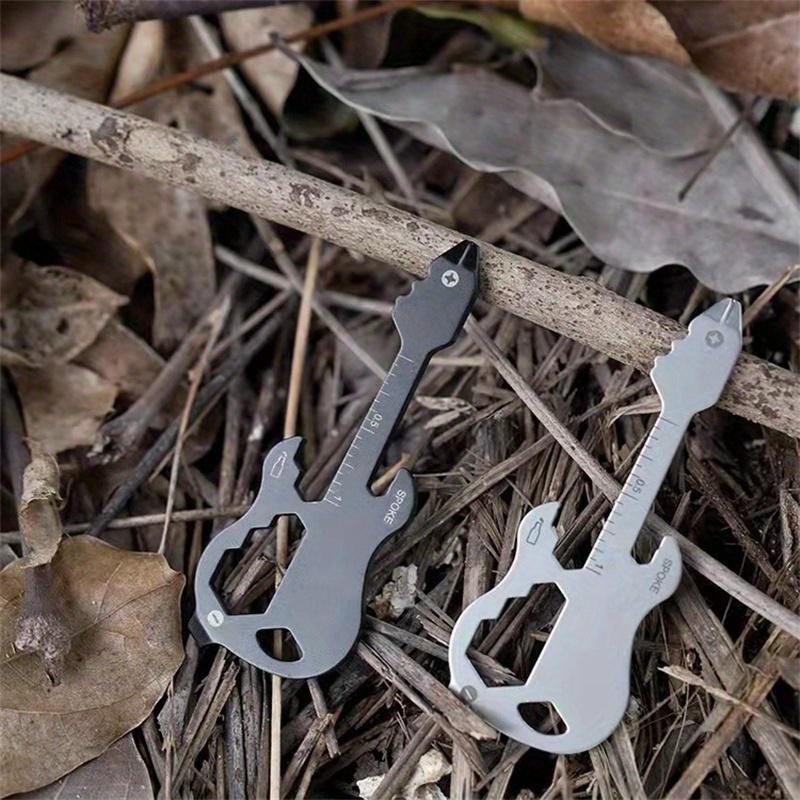 1pc Multipurpose Screwdriver Electric Guitar Shaped Slotted Key Chain Opener Mini Outdoor Camping Repair Kit