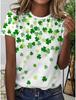 St. Patrick's Day Lucky Women's T Shirt Floral Graphic Shamrock Vintage Stylish Casual Short Sleeve  Tops Daily Print  Summer