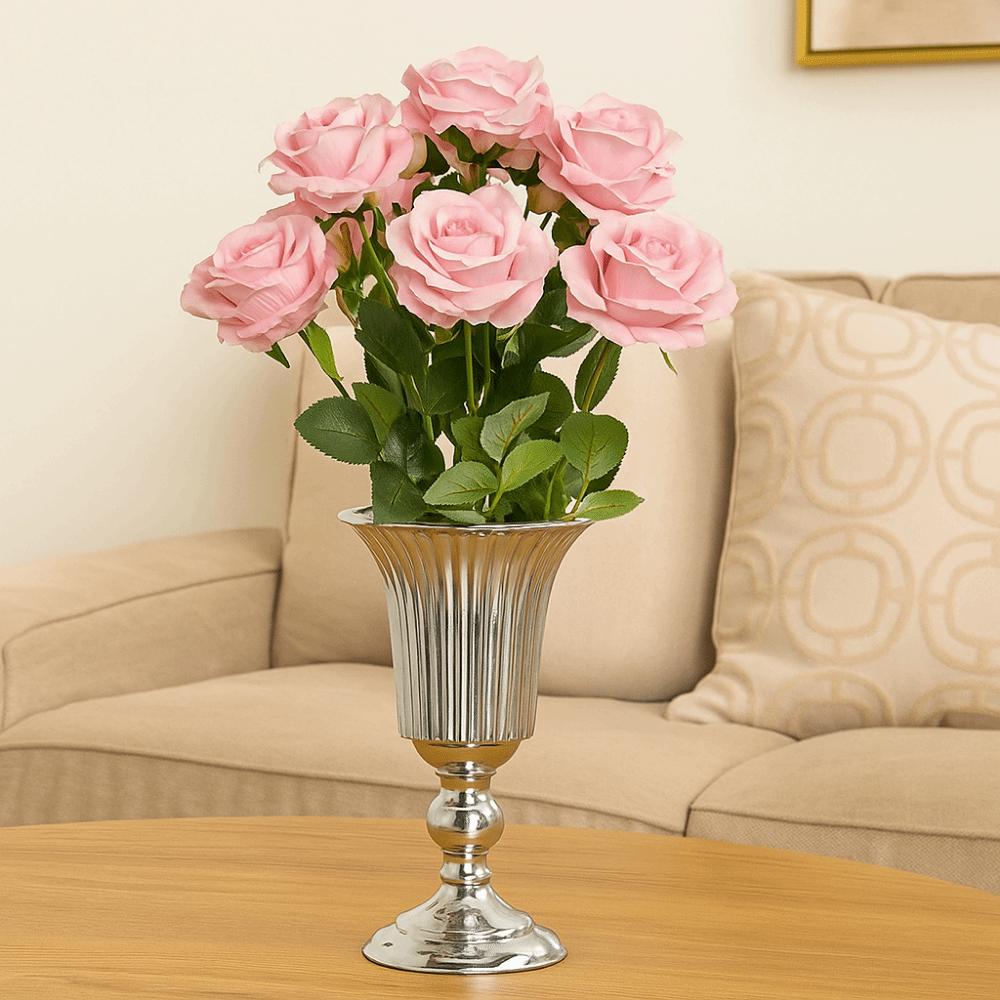 Decorative Wedding Flower Vase European Style Dried Flower Pot Metal Trumpet Vases  for Home