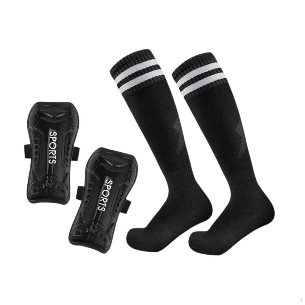 Soccer Shin Guards Protection Gear with Socks for All Ages, Comfortable Shockproof Calf