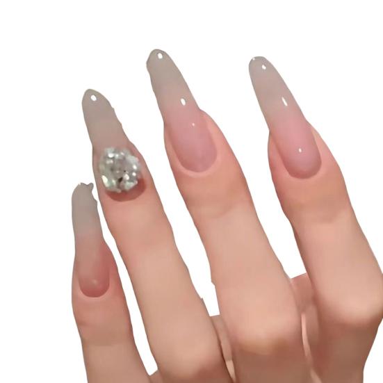 10Pcs 3D Flower Fake Nails Long Nail Extension Kit Wear Armor Reusable Easy to Remove Time-Saving Press on Nails for Home Salon