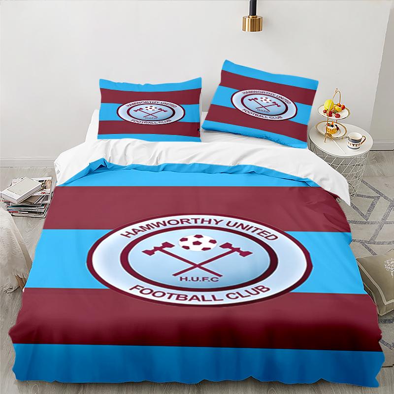 3PCS Football Club Ham-worthy Homes Bedding set,Ideal For1pc Duvet Cover And 2pcs Pillowcases Perfect for Christmas,Ideal for Bedroom, Dormitory
