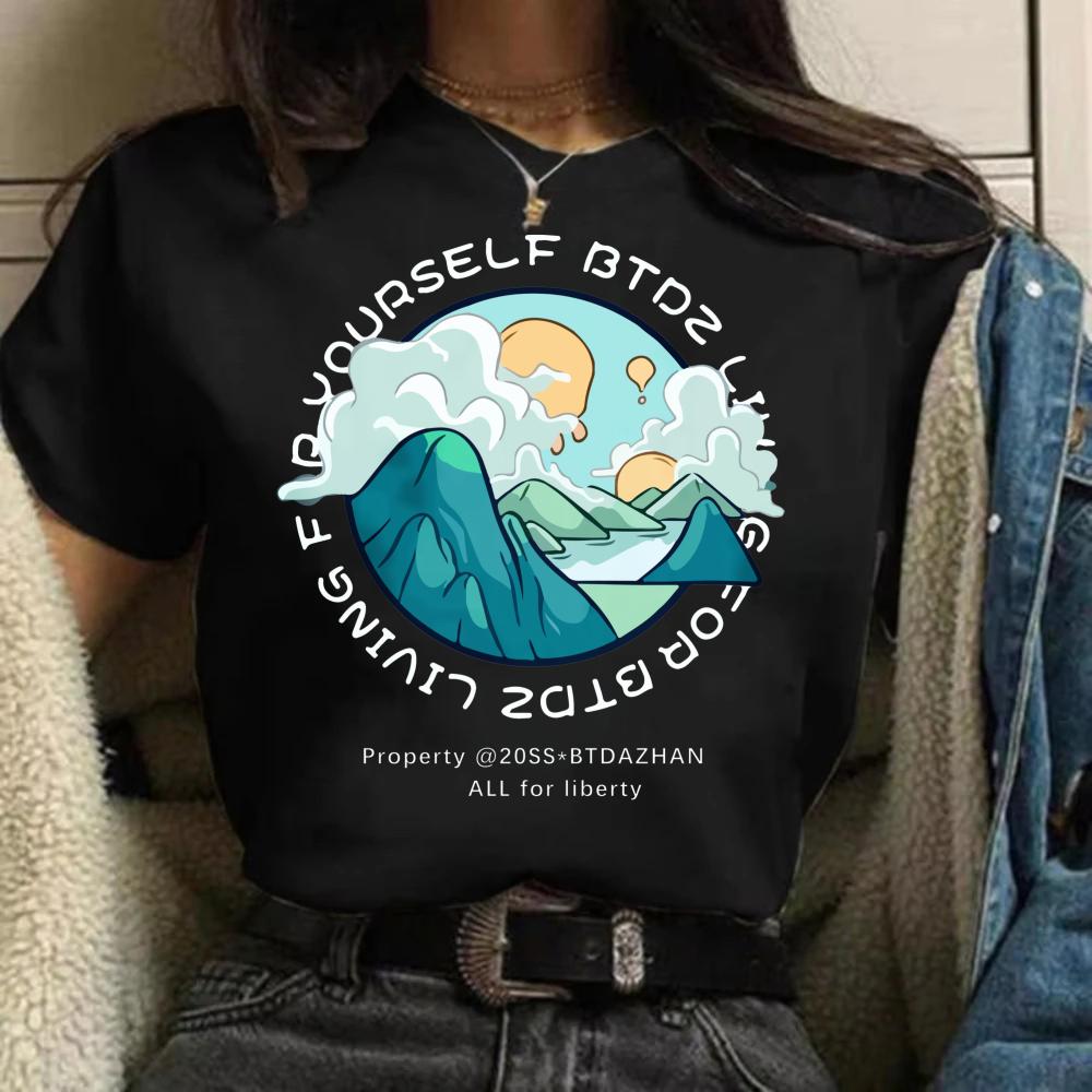 

Camping Series American Vintage Print Outdoor City Loose Casual Cotton Round Collar Unisexs and Womens Short Sleeve Tshirts 2XL