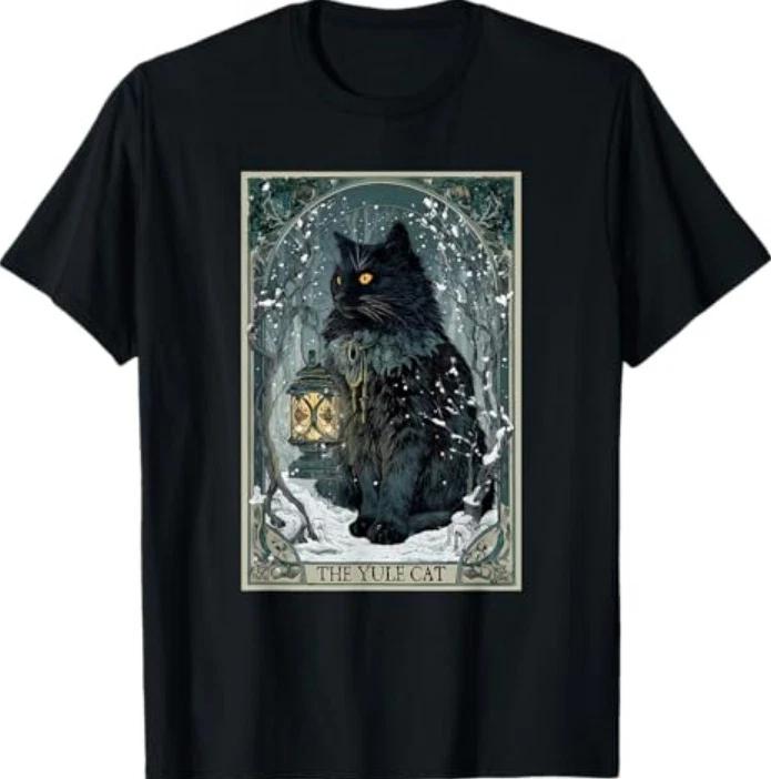Creepmas Vintage The Yule Cat Tarot Card Dark Christmas TShirt S