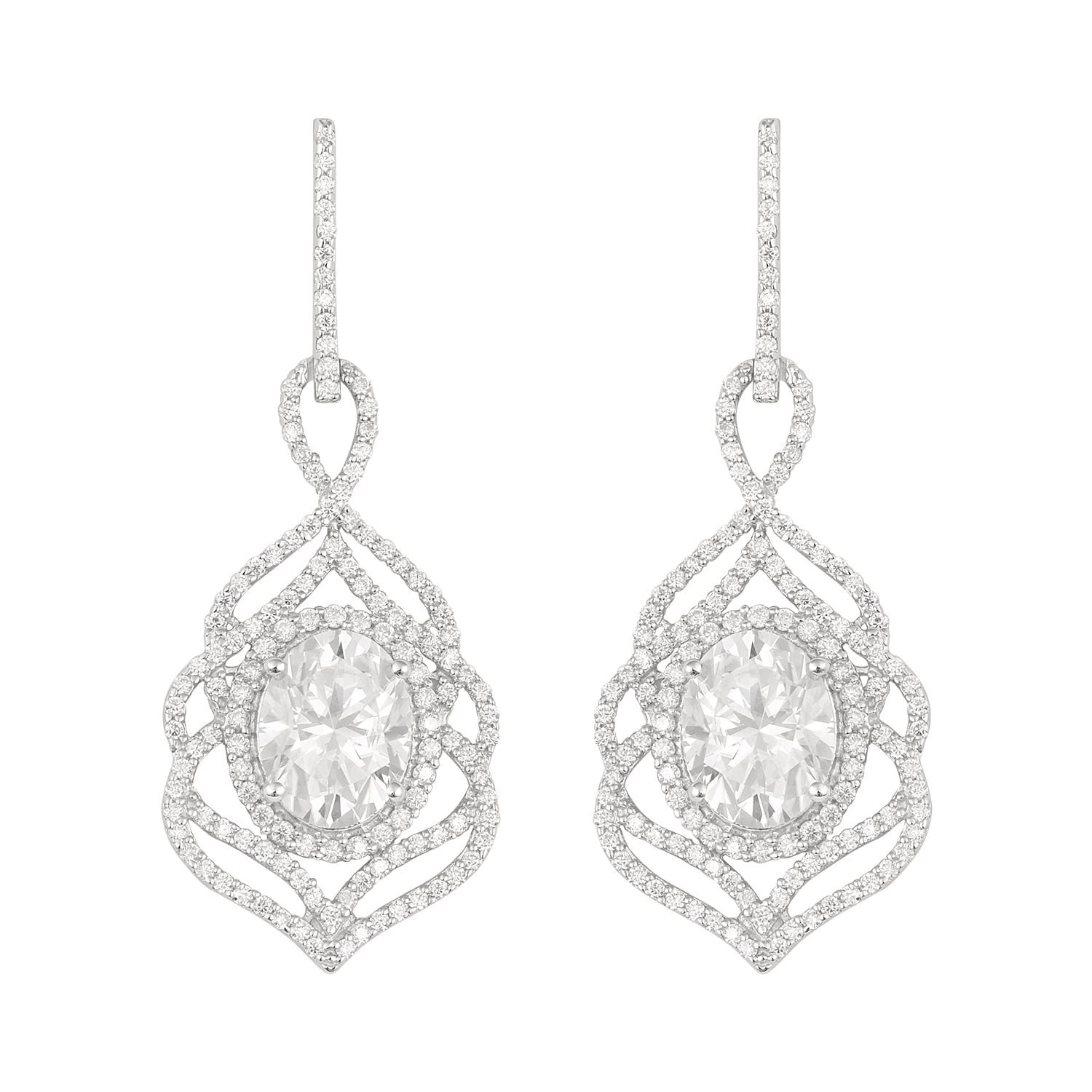 

Moissanite Filigree Design Earring - Sterling Silver білий