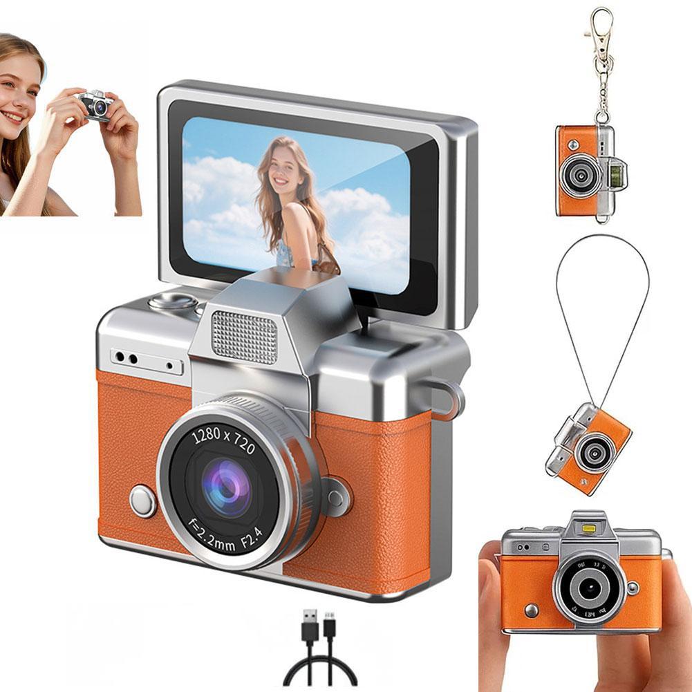 Retro Style Mini CCD Camera with 1.47 Inch Flip Screen Portable Sports Camera for Outdoor Travel Vlogging Photography Kids Gifts