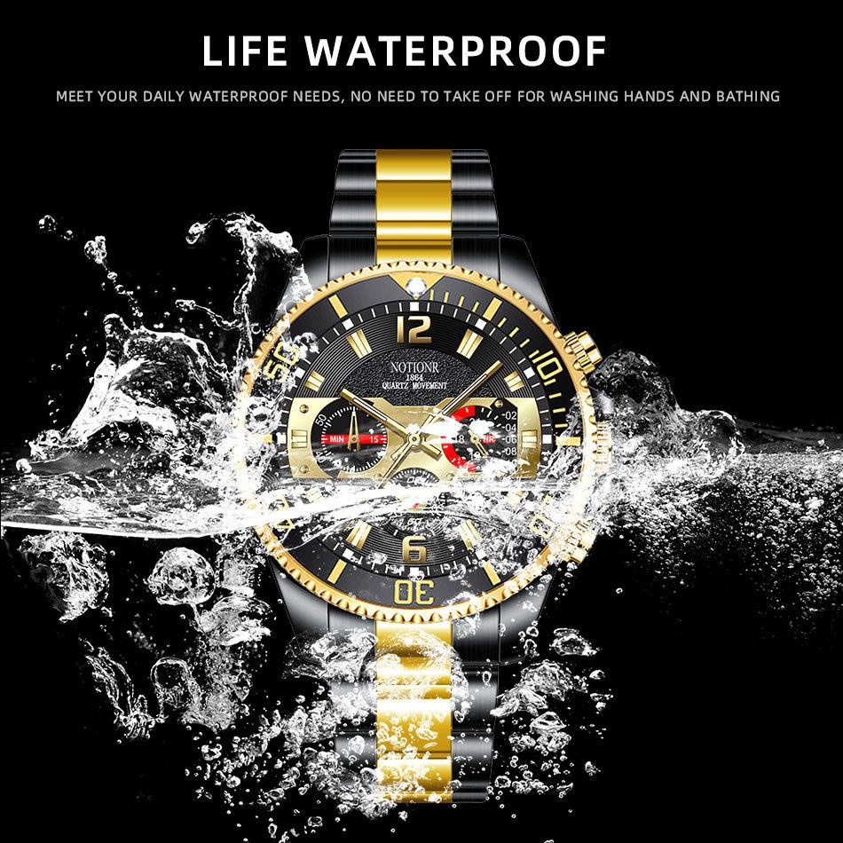 Stainless Steel Watch Men's Quartz Watch Green Water Ghost Watch Men's Calendar Watch Men's Steel Strap Watch Student Watch