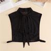 Parfait Assortiment Femmes Grands Nœuds Faux Col Cravate Mode Pois Amovible Demi-Chemise Noir Blanc Fin Faux Col Revers Blouse Haut Décor