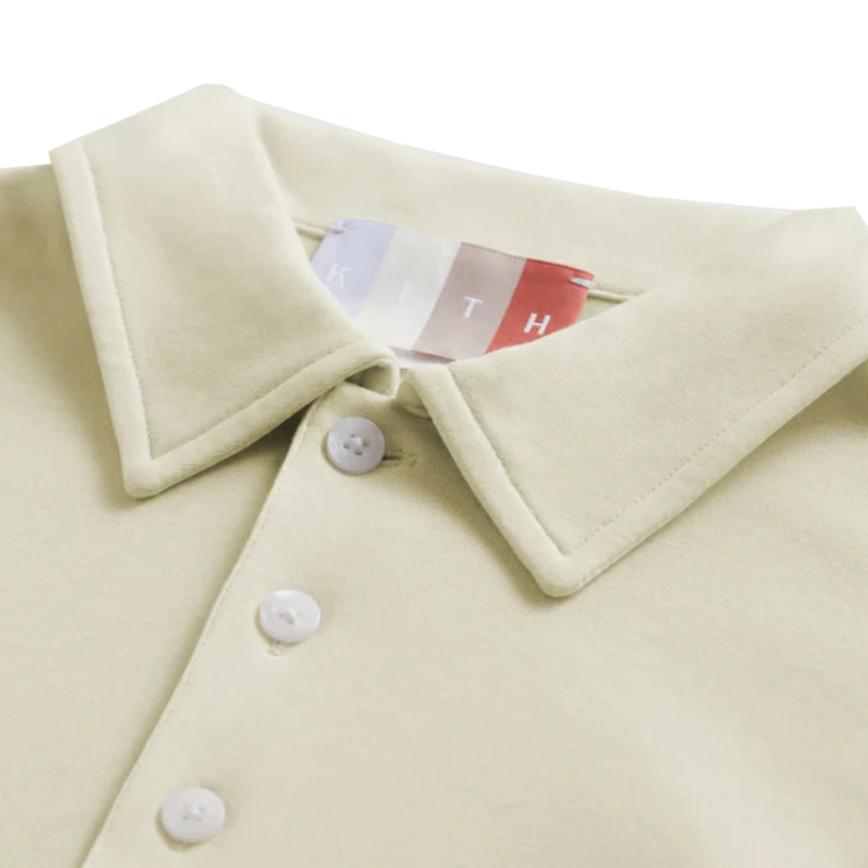 Kith Crystal Washed Graham Polo Muslin Unisex Tops Cream KHM030432-106