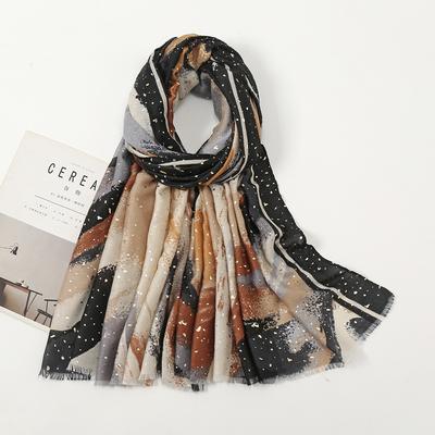 Xale Geométrico com Franjas de Glitter Prata em Viscose Lenço Estampado de Alta Qualidade Macio Envolvente Pashmina Estola Bufandas Hijab Muçulmano 180*90cm