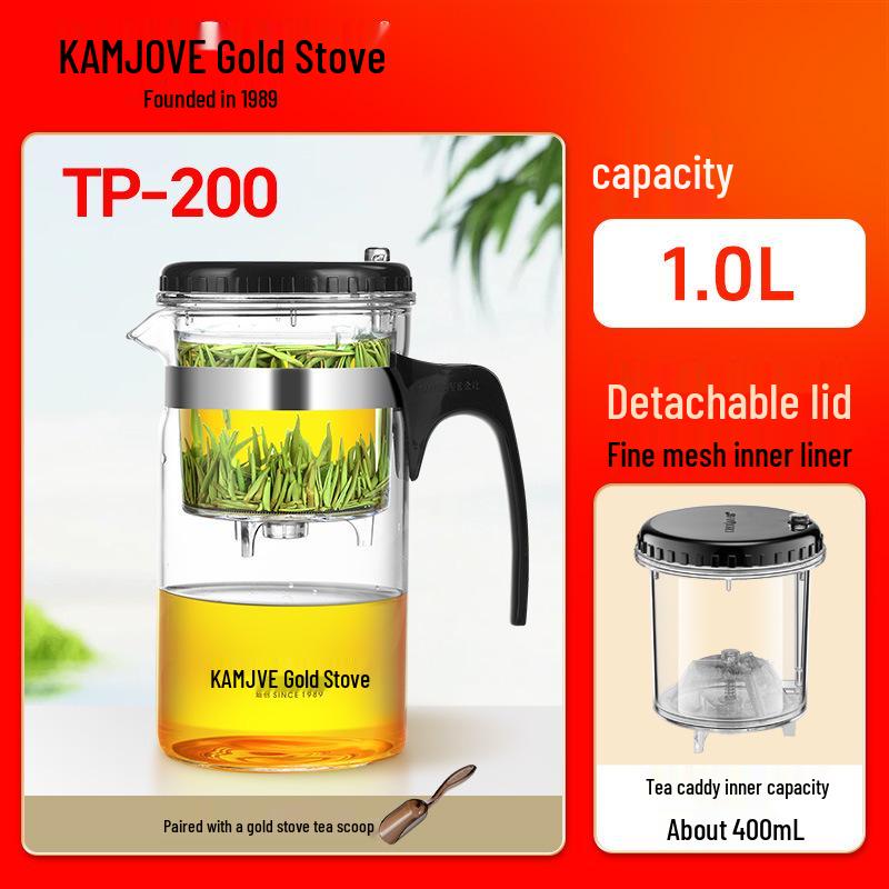 Golden Stove TP-200 Elegant Heat-Resistant Glass Tea Set with Large Capacity Teapot and Filter.