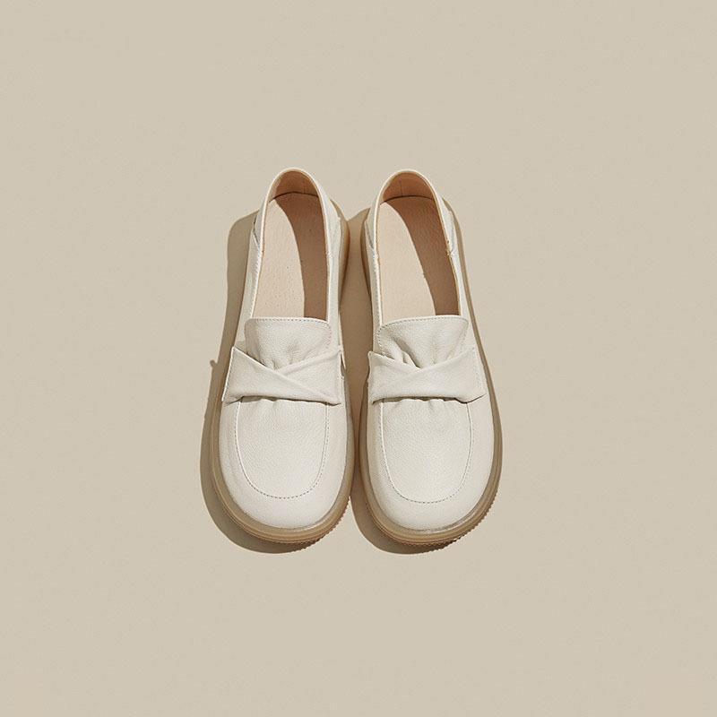 Real Soft Leather Little White Shoes Women's 2024 New Summer British Style Small Leather Shoes Oxford Beanie Shoes Casual Single Shoes
