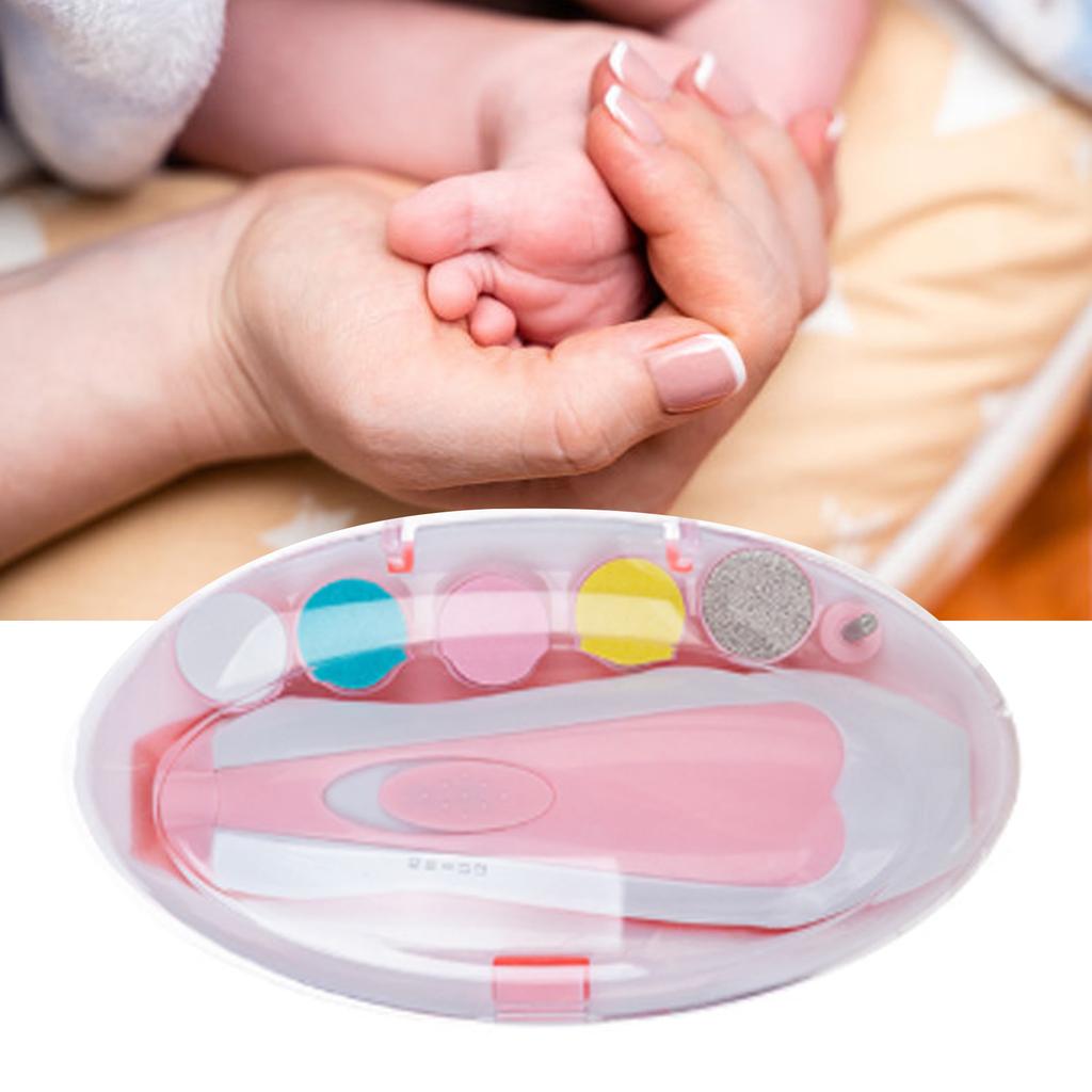 6 in 1 Electronic Baby Nail Clipper File Safe Grinding Heads Nail Trimmer Set for Newborn Manicure