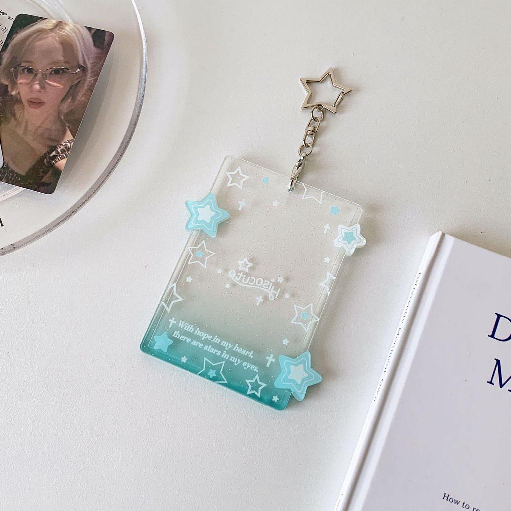 Acrylic Star Photo Card Holder - Protective Sleeve & Keychain for 3-Inch Polaroid Display