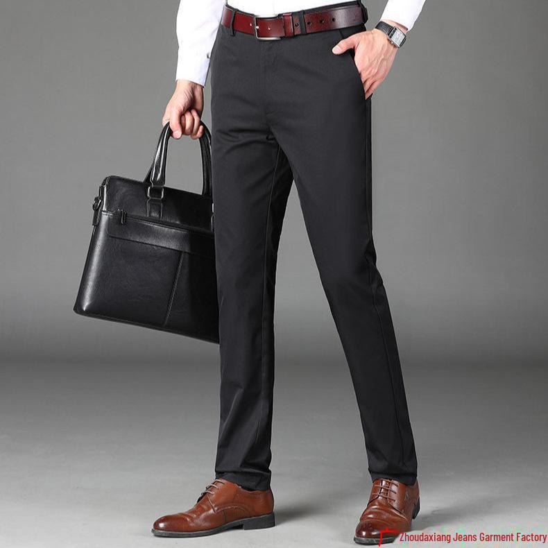 Pánské elastické slim rovné kalhoty na jaro/léto 2025 - Středního věku a mladý business casual styl