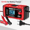 Multifunctional Car Motorcycle Battery Charging 12V 15A 12A Portable Lead-Acid Smart Battery Charger Intelligent Pulse Repair Maintenance