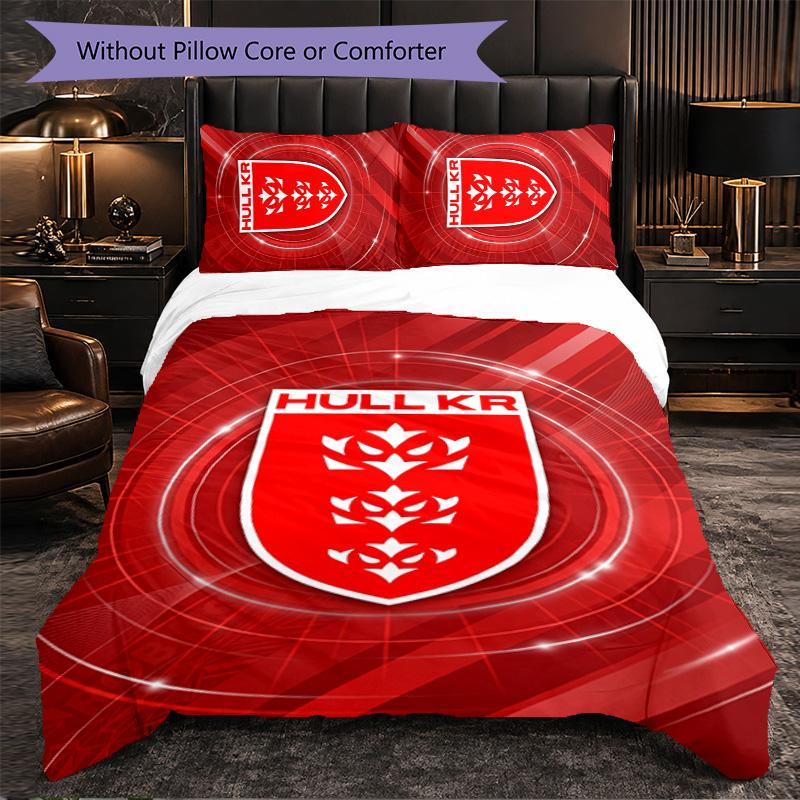 Set Biancheria da Letto 3 Pezzi in Microfibra con Motivo Hull KR Decorazione Copripiumino per Camera da Letto Uso Domestico