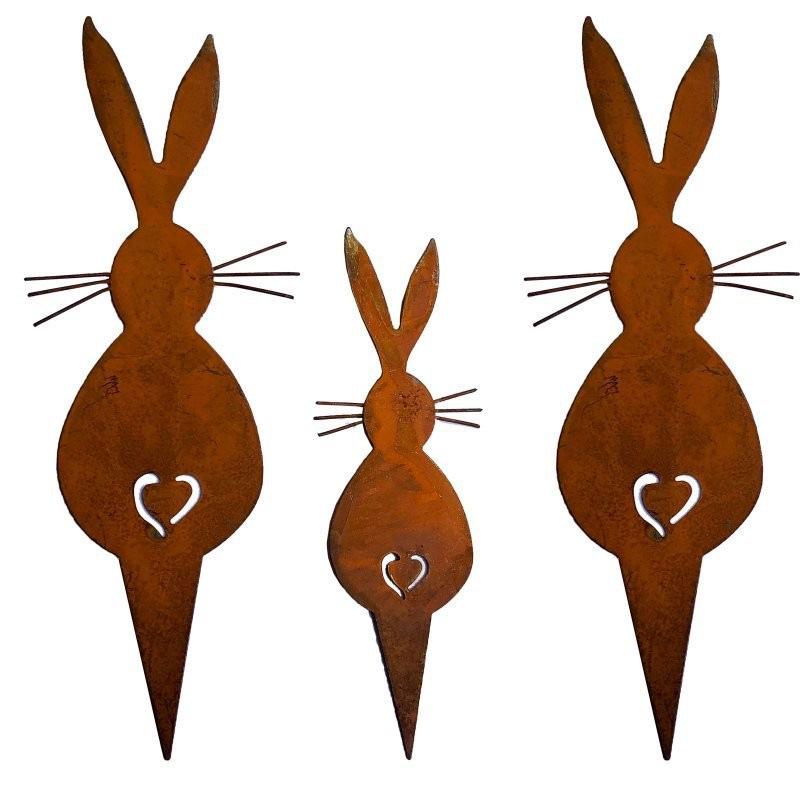 Rusted Iron Easter Rabbit Silhouette Yard Decoration