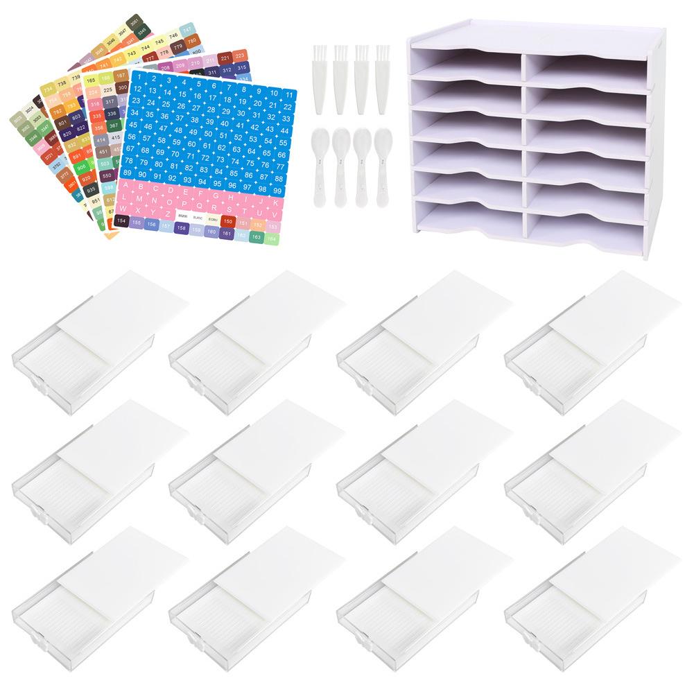 12 Grids Diamond Painting Organization Set with Point Drill Trays Diamond Painting Tray Organizer for  Diamond Layout