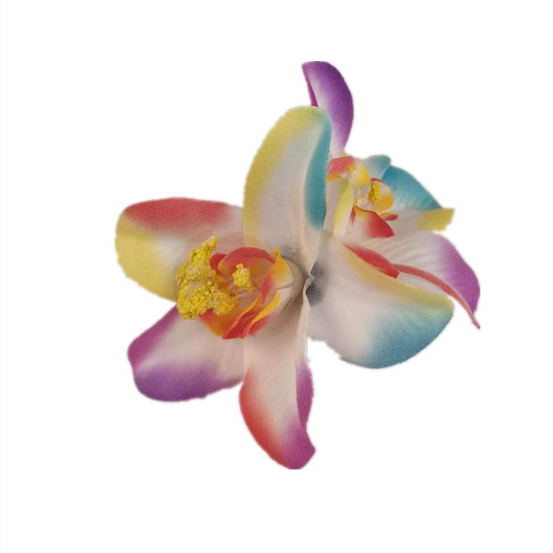 Double Flower Orchid Hair Clip Big Chiffon Artificial Flower Hair Clip Beach Wedding Party Flower Hair Accessories for Women